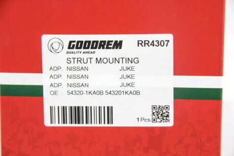 Опора амортизатора перед. Juke/Leaf 10- Пр.. goodrem RR4307