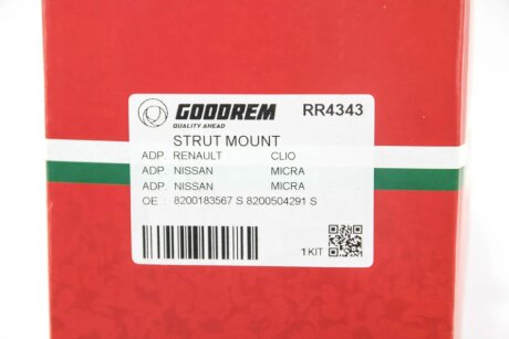 Опора амортизатора перед. Nissan Note/Tiida 06-13 Л. (з підшипником) goodrem RR4343