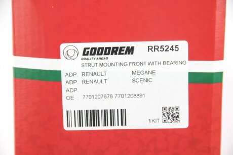 Опора амортизатора перед. Megane/Scenic 03- (з підшипником) goodrem RR5245