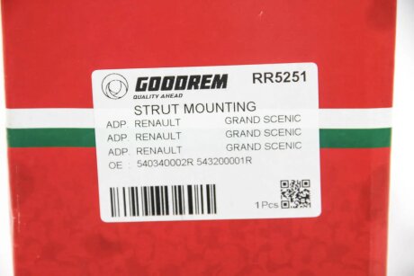 Опора амортизатора перед. Megane/Scenic/Grand Scenic 09- goodrem RR5251