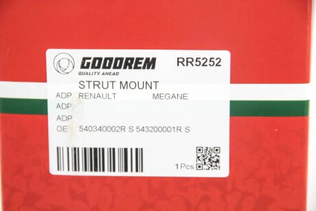 Опора амортизатора перед. Megane/Scenic/Grand Scenic 09- (з підшипником) goodrem RR5252