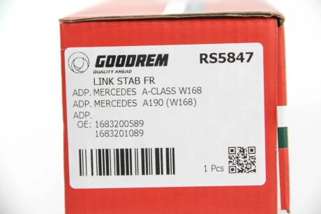 Тяга cтабілізатора перед. A-Class W168 97-04 goodrem RS5847
