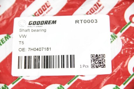 Підвісний підшипник піввісі VW T5/Multivan 03-15 goodrem RT0003