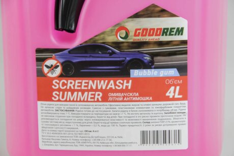 Омивач скла літній "BubbleGum" (4л) Антимошка goodrem RW0001