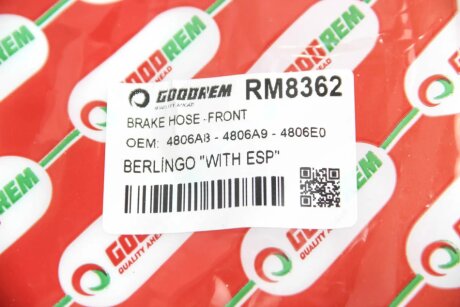 Шланг тормозной передний goodrem RM8362