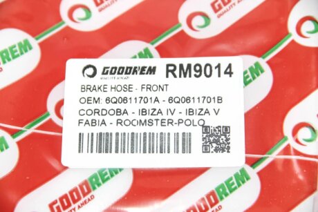 Шланг тормозной передний goodrem RM9014
