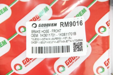 Шланг тормозной передний goodrem RM9016