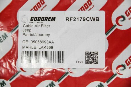 Угольный фильтр салона goodrem RF2179CWB