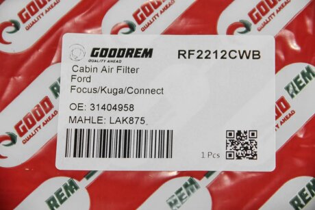 Угольный фильтр салона goodrem RF2212CWB