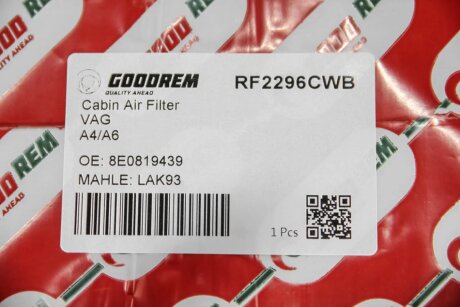 Угольный фильтр салона goodrem RF2296CWB