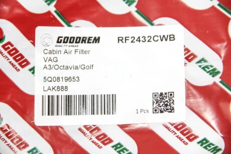 Угольный фильтр салона goodrem RF2432CWB