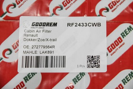 Угольный фильтр салона goodrem RF2433CWB