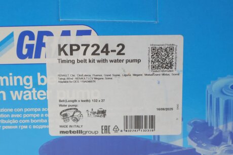 Комплект ГРМ з помпою води graf KP7242