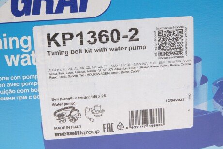 Комплект ГРМ з помпою води graf KP13602