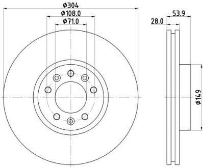 Диск гальмівний з покриттям PRO; передн. hella 8DD355125411 на Ситроен Джампи