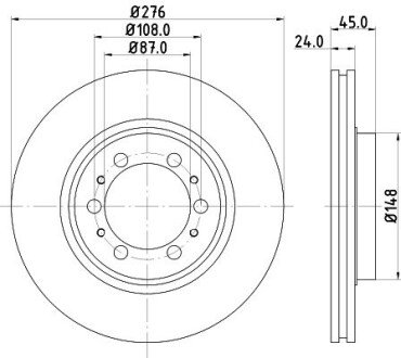 MITSUBISHI гальмівний диск передн. Pajero 90 - (276*24) hella 8DD355105131