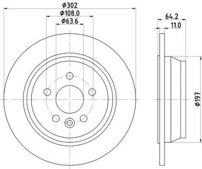 ROVER Диск торм. задний Freelander 2,0-2,2 -14 hella 8DD 355 126-781