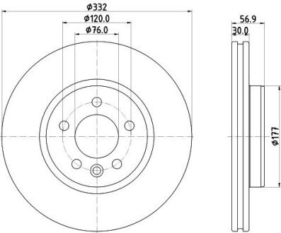 VW Диск гальмівний передн. AMAROK 2.0 11- hella 8DD 355 132-561