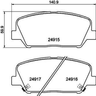 Колодки гальмівні дискові комплект; передн. hella 8DB355020591 на Hyundai I30