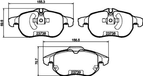 Передні тормозні (гальмівні) колодки hella 8DB355009311 на Опель Астра h