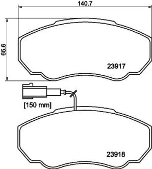 Передні тормозні (гальмівні) колодки hella 8DB355010391 на Фиат Дукато 250