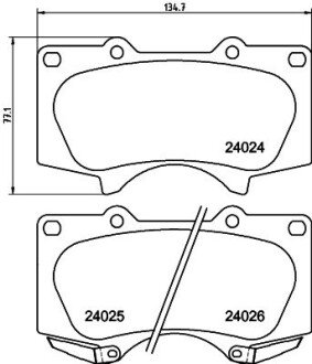 Передні тормозні (гальмівні) колодки hella 8DB 355 010-491 на Тойота Тундра