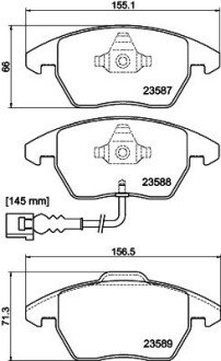 Передні тормозні (гальмівні) колодки hella 8DB355010581 на Фольксваген Гольф плюс