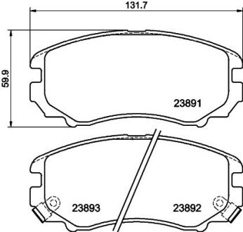 Передні тормозні (гальмівні) колодки hella 8DB355010991