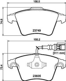 Передні тормозні (гальмівні) колодки hella 8DB355011-621