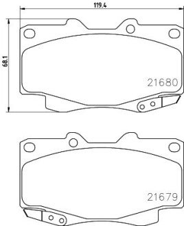 Передние тормозные колодки hella 8DB355013-481 на Тойота Хайлюкс