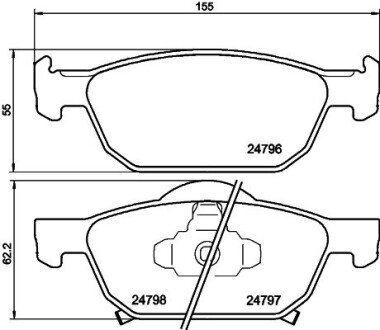 Передні тормозні (гальмівні) колодки hella 8DB355013891