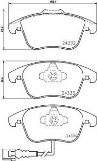 Передні тормозні (гальмівні) колодки hella 8DB355014031