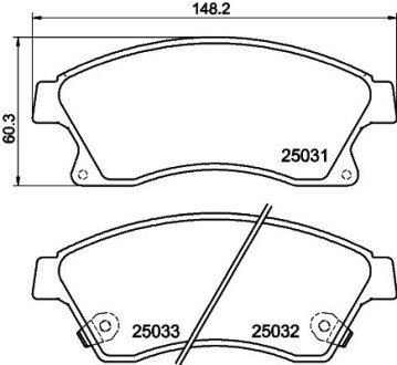 Передні тормозні (гальмівні) колодки hella 8DB355015231