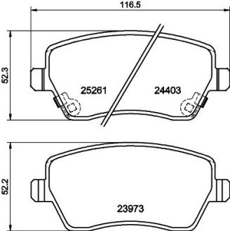 Передні тормозні (гальмівні) колодки hella 8DB355015981 на Рено Дастер