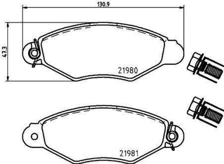 Передние тормозные колодки hella 8DB355019311