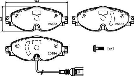 Передние тормозные колодки hella 8DB 355 020-191 на Ауди Audi Q2