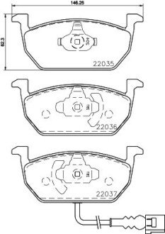 Передні тормозні (гальмівні) колодки hella 8DB355021951