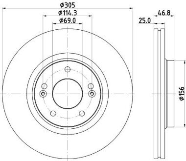 Передний тормозной диск hella 8DD 355 126-541 на Hyundai Элантра hd