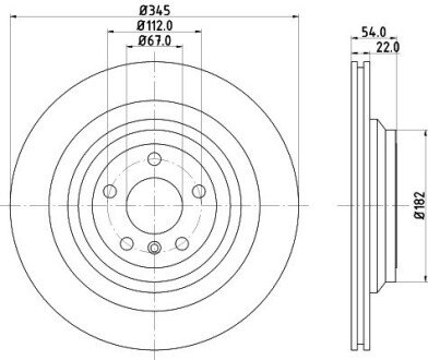 Вентильований гальмівний диск hella 8DD355126311 на Мерседес M-Class w166