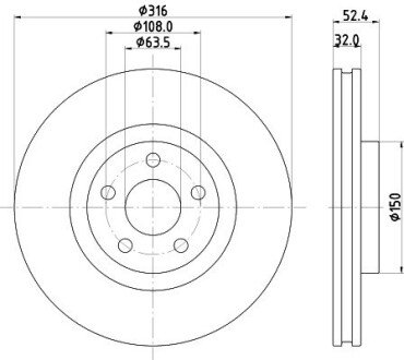 Вентилируемый тормозной диск hella 8DD 355 126-701 на Форд Таурус