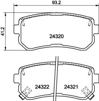 Задні тормозні (гальмівні) колодки hella 8DB355006-961 на Киа Рио 2