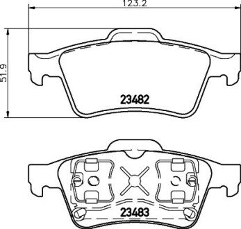 Задние тормозные колодки hella 8DB 355 009-121 на Рено Лагуна 2