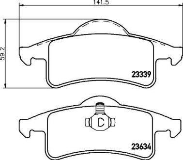 Задні тормозні (гальмівні) колодки hella 8DB355009891 на Jeep Grand Cherokee