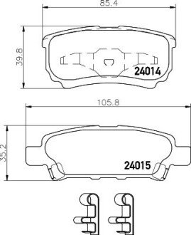 Задні тормозні (гальмівні) колодки hella 8DB355010-811 на Додж Калибр (калибер)