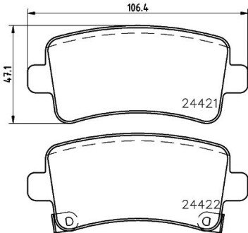 Задние тормозные колодки hella 8DB355012-991 на Chevrolet Малибу