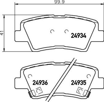 Задние тормозные колодки hella 8DB 355 014-571 на Киа Опирус