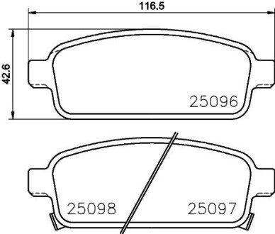 Задні тормозні (гальмівні) колодки hella 8DB355015221