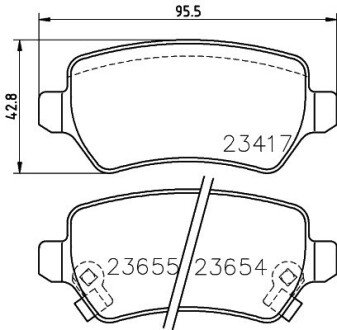 Задні тормозні (гальмівні) колодки hella 8DB 355 018-781 на Опель Мерива а