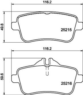 Задние тормозные колодки hella 8DB355019-741 на Мерседес GL-Class X166