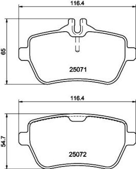 Задні тормозні (гальмівні) колодки hella 8DB 355 020-471 на Мерседес SL-Class R231